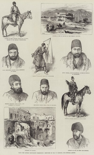 Z Afgańską Komisją Graniczną autorstwa William Crimea Simpson